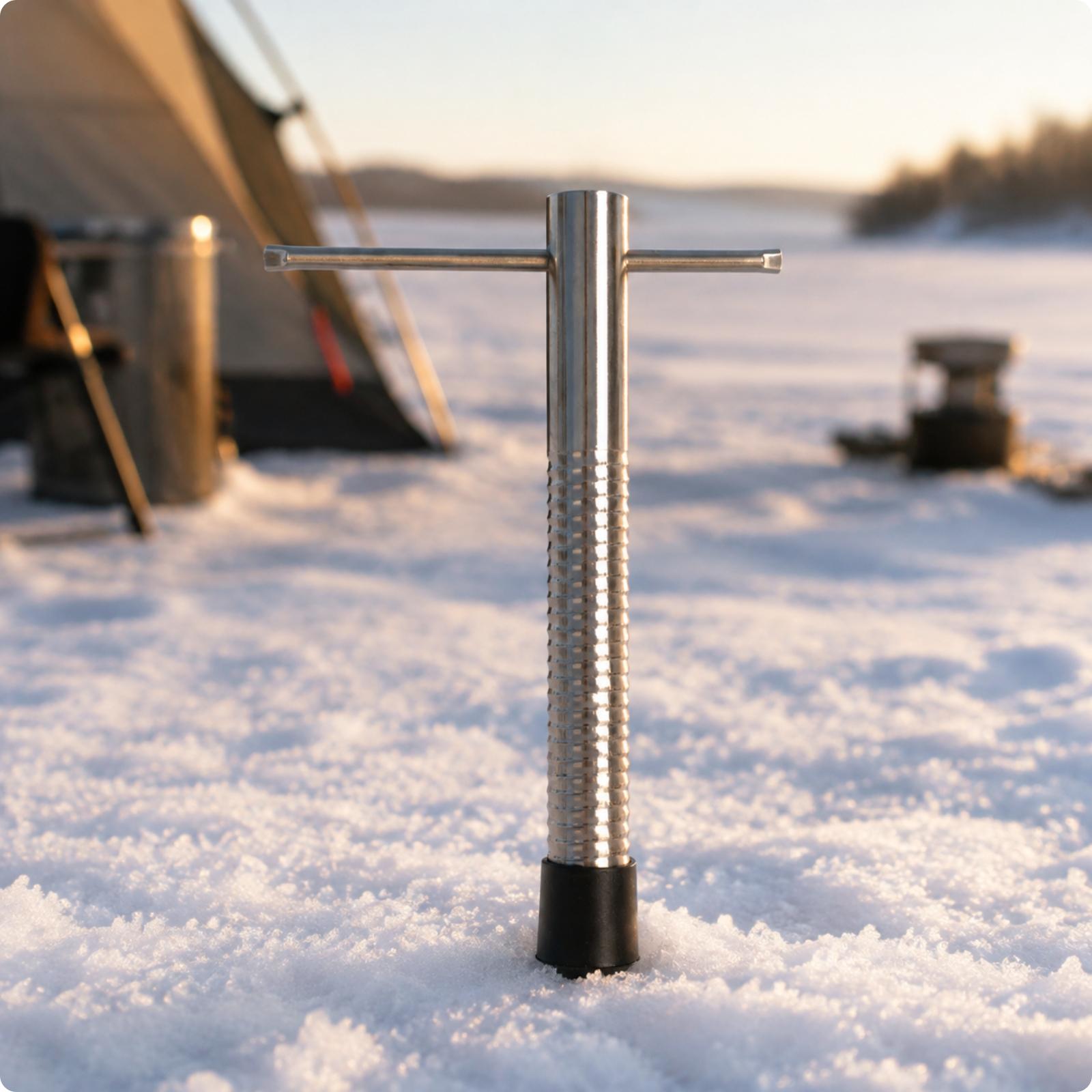 Fishing Rod Ice - Compact Steel Ice Auger Drill for